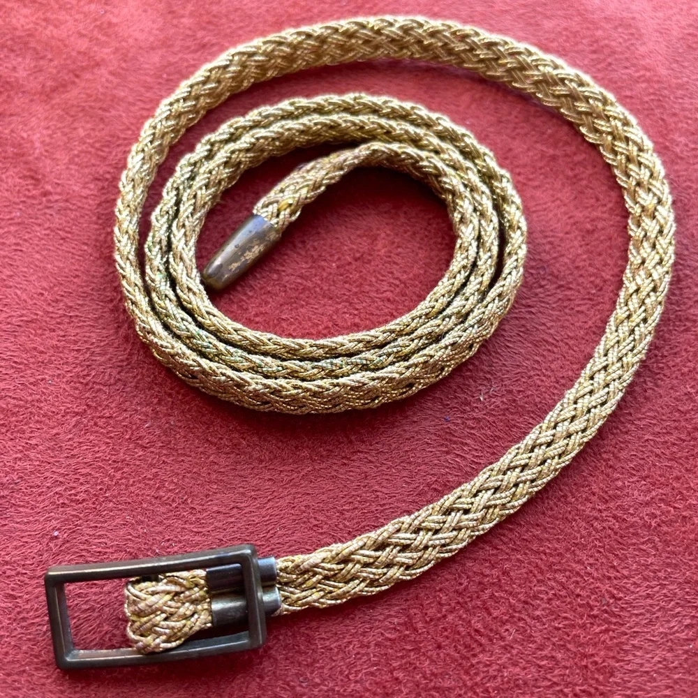 VINTAGE 70s Serpentine Gold SKINNY Disco Era BELT XS